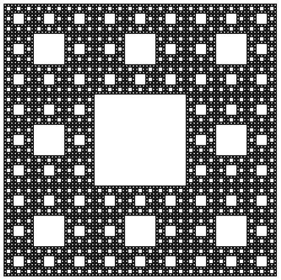 Artwork showing a Sierpinski carpet created from a single closed curve.